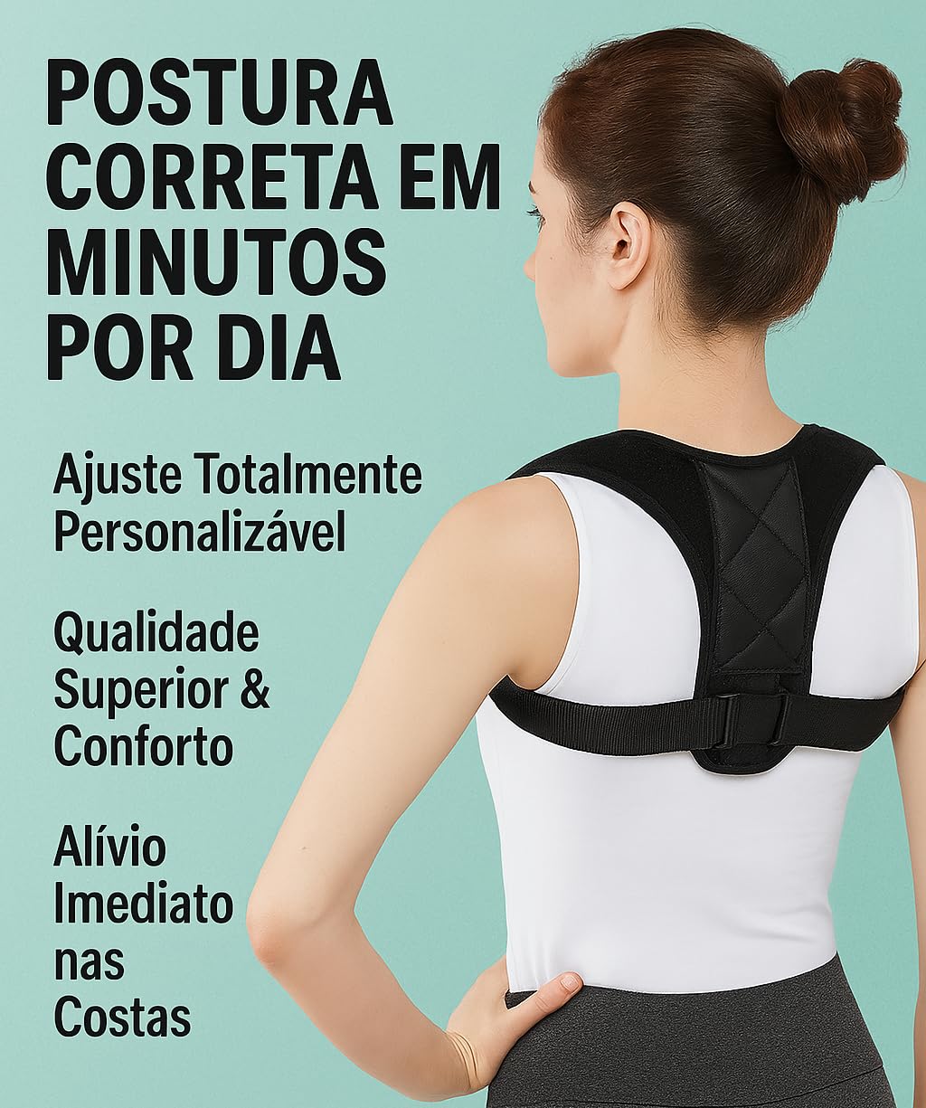 Cinto corretor de postura para as costas, prevenção de corcunda.